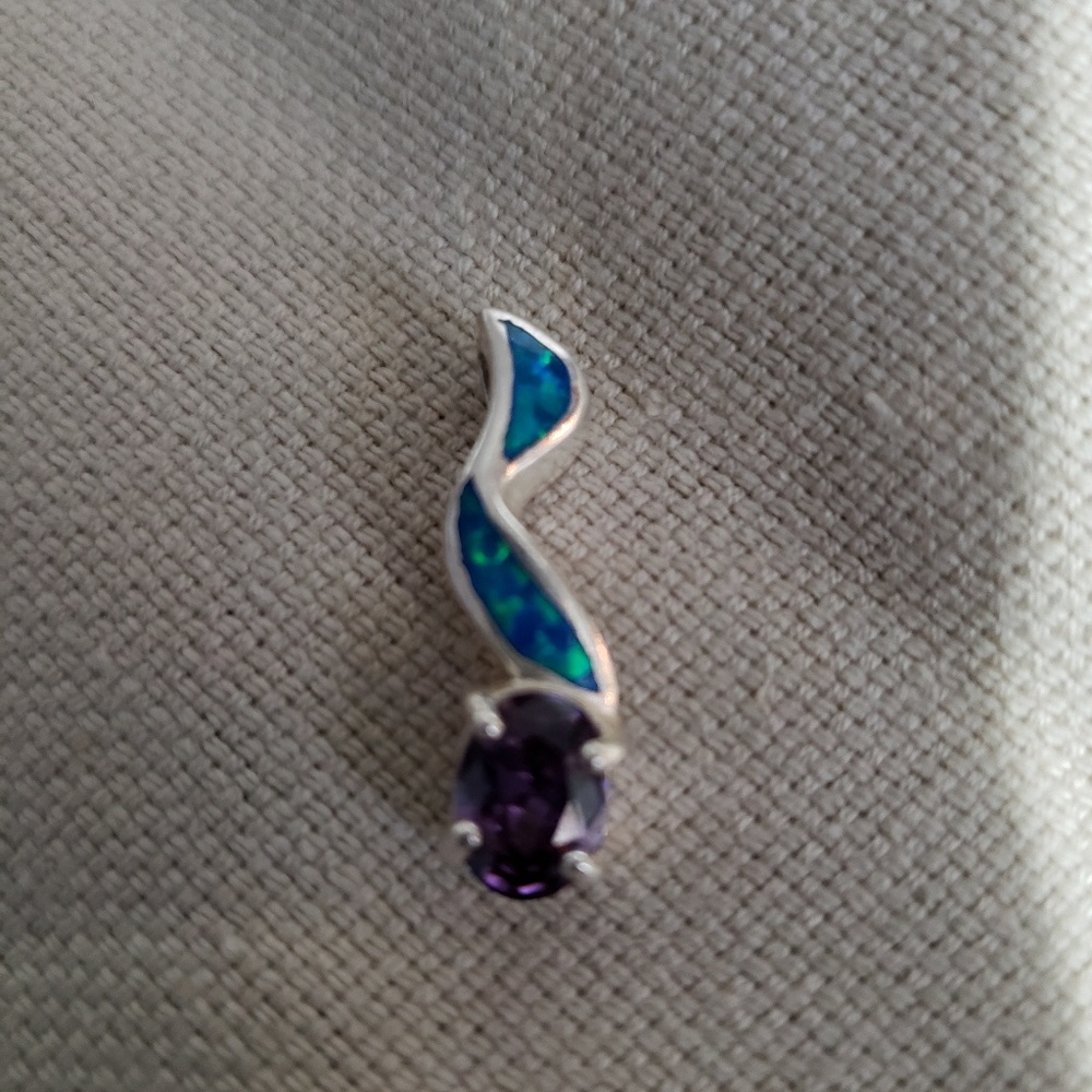 Blue Opal and Amethyst Pendant